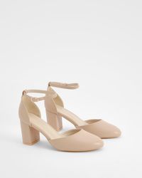Boohoo - Ankle Strap Block Heel Courts - Lyst