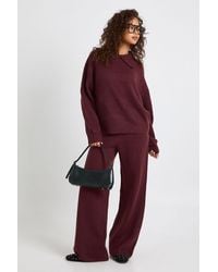 Boohoo - Super Soft Crew Neck Knitted Chunky Jumper And Wide Leg Trouser Co-Ord - Lyst