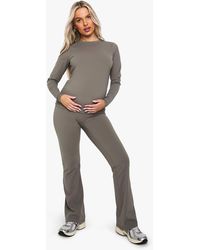 Boohoo - Maternity Supersoft Sculpt Bump Support Yoga Flares - Lyst