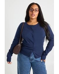 Boohoo - Plus Crew Neck Button Through Cardigan - Lyst