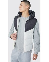 BoohooMAN - Man Colour Block Quilted Hooded Gilet - Lyst