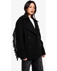 Boohoo - Tall Tassel Detail Wool Look Jacket - Lyst