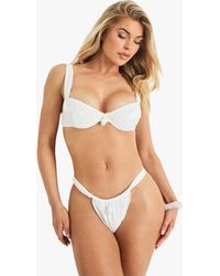 Boohoo - Premium Bridal Shell Trim Underwire Bikini Top - Lyst