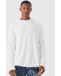 BoohooMAN - Oversized Crew Neck Fluffy Knitted Jumper - Lyst