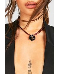 Boohoo - Rose Rope Detail Necklace - Lyst