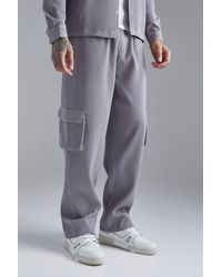 BoohooMAN - Elasticated Waist Relaxed Fit Cargo Pleated Trouser - Lyst