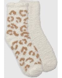 Boohoo - Leopard Print Fluffy Bed Sock 2 Pack - Lyst