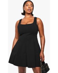 Boohoo - Plus Double Bengaline Structured Panelled Mini Skater Dress - Lyst