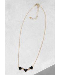Boohoo - Gold Black Enamel Triple Heart Detail Necklace - Lyst