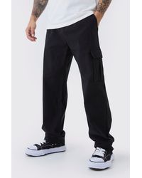 Boohoo - Straight Leg Elasticated Waist Al Stretch Cargo Trouser - Lyst