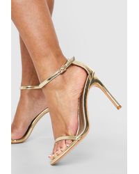 Boohoo - Barely There Metallic 2 Part Heels - Lyst