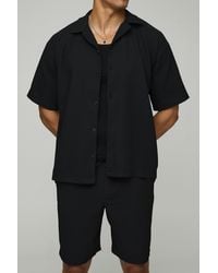 Boohoo - Conjunto De Pantalón Corto Y Camisa Oversize Plisada De Manga Corta - Lyst