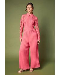 Coast - Lace Pleated Panel Detail Jumpsuit - Lyst