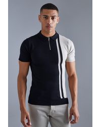 BoohooMAN - Short Sleeve Muscle Fit Colour Block Polo - Lyst