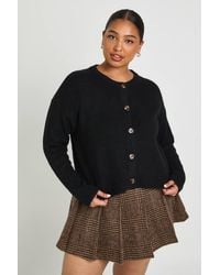 Boohoo - Plus Button Down Crew Neck Cardigan - Lyst