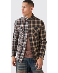 BoohooMAN - Spliced Flannel Shirt - Lyst