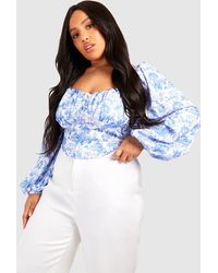 Boohoo - Plus Porcelain Ruched Bust Corset Top - Lyst