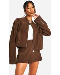 Boohoo - Vintage Suede Look Zip Up Jacket - Lyst