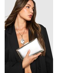 Boohoo - Metallic Structured Clutch Bag - Lyst