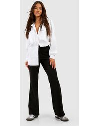 Boohoo - Scuba Suede High Waisted Flared Trousers - Lyst