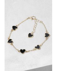 Boohoo - Black Enamel Scattered Heart Bracelet - Lyst