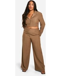 Boohoo - Plus Seam Detail Wide Leg Tailored Trouser - Lyst