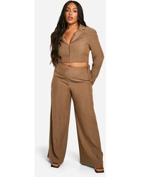 Boohoo - Plus Seam Detail Wide Leg Tailored Trouser - Lyst