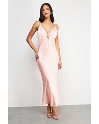 Warehouse - Satin Strappy Tie Front Maxi Slip Dress - Lyst