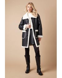 Oasis - Pu Bonded Shearling Coat - Lyst
