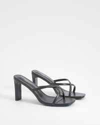 Boohoo - Wide Fit Crossover Strap Heeled Mules - Lyst