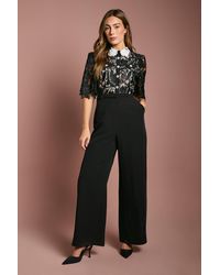Coast - Lace Shirt Short Sleeve Jumpsuit - Lyst