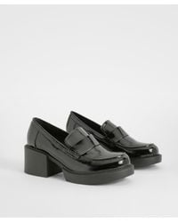 Boohoo - Chunky Heeled Patent Loafers - Lyst