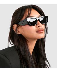 Boohoo - Angled All Black Sunglasses - Lyst