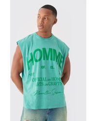 BoohooMAN - Oversized Washed Homme Tonal Print vest - Lyst