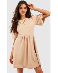 Boohoo - Puff Sleeve Rouched Skater Dress - Lyst