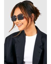 Boohoo - Metal Frame Rectangular Sunglasses - Lyst
