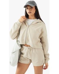 Boohoo - Sudadera Crop Recta Con Capucha - Lyst