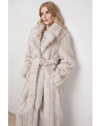 Oasis - Belted Fur Maxi Coat - Lyst