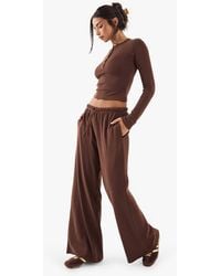 DSGN Studio - Embroidered Rib Wide Leg Trouser - Lyst