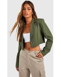 Boohoo - Basic Woven Single Button Crop Blazer - Lyst
