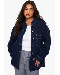 Boohoo - Plus Double Pocket Detail Jean Jacket - Lyst
