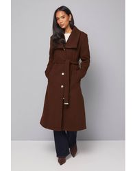 Wallis - Knitted Collar Button Through Wrap Coat - Lyst