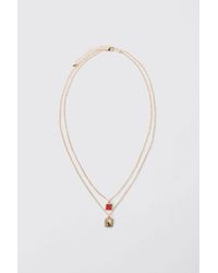 BoohooMAN - Multi Layered Gem Necklace - Lyst