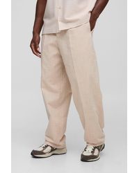 Boohoo - Relaxed Fit Linen Blend Trouser - Lyst