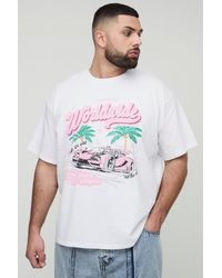 Boohoo - Plus Oversized Worldwide Palm Print Moto T-Shirt - Lyst