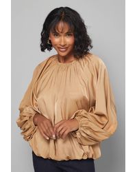Wallis - Gathered Puff Hem Blouse - Lyst