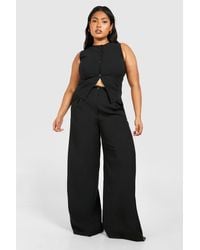 Boohoo - Plus Woven Tailored Wide Leg Trouser - Lyst