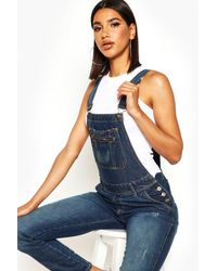 Boohoo Womens Denim Overalls - Blue
