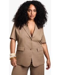 Boohoo - Plus Tailored Woven Short Sleeve Blazer - Lyst