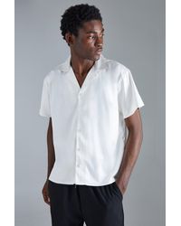 BoohooMAN - Short Sleeve Boxy Satin Shirt - Lyst